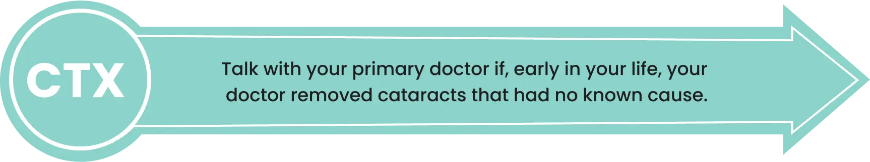 Talk with your primary doctor if, early in your life, your doctor removed cataracts that had no known cause.